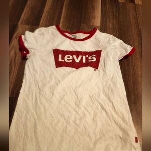 LEVI'S Vintage Red & White Short Sleeve Logo Shirt. Girls Size Large